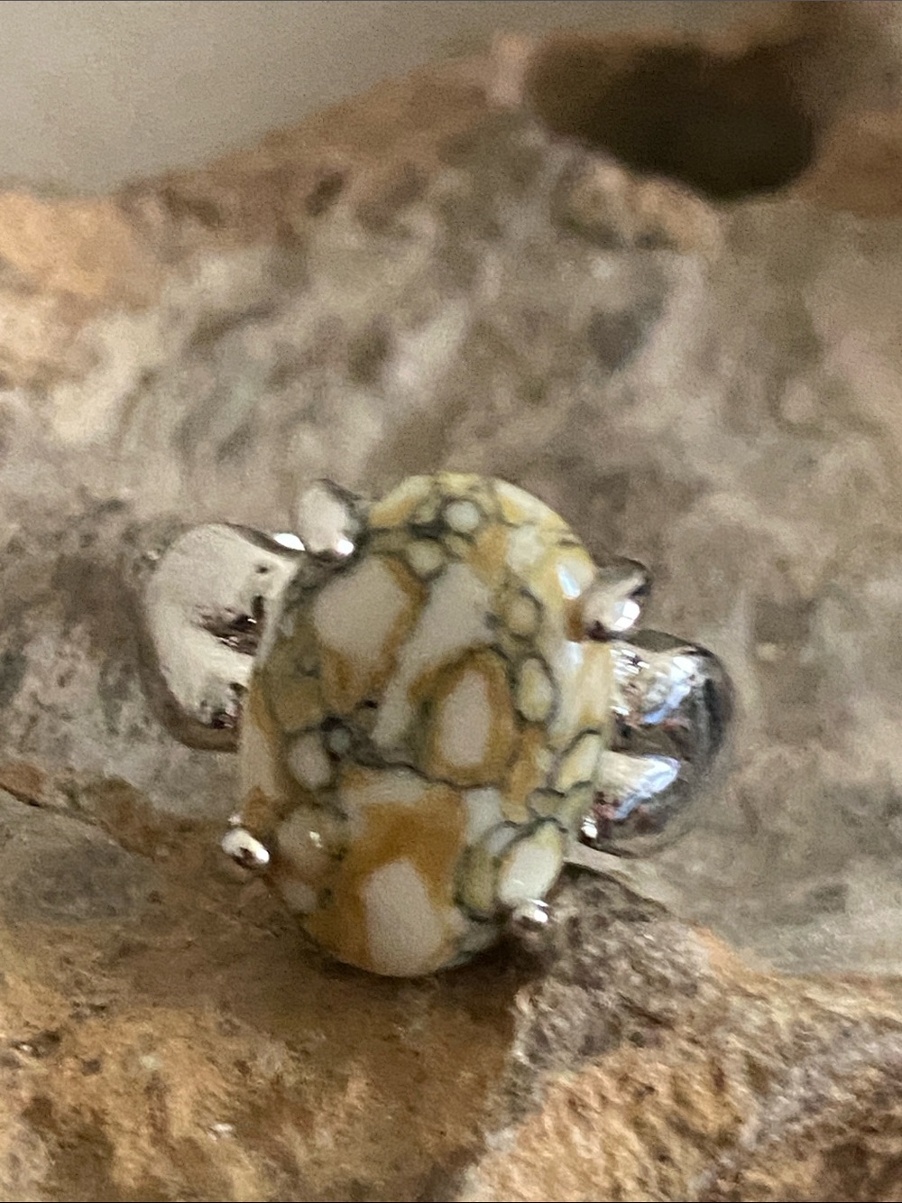 5/$10❤️❤️❤️NEW Silver Tone Zinc Alloy Resin Cabochon Ring